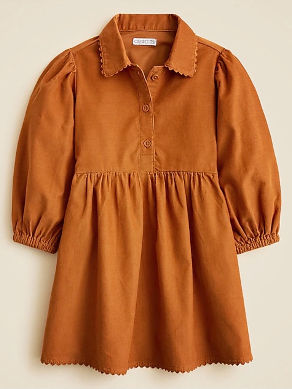 NWT Crewcuts J.Crew Girls Lightweight Corduroy Shirt Dress Brown Size 5